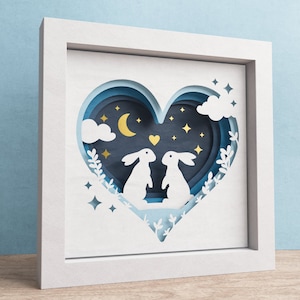 3D Hasen Schattenbox, Liebe Schattenbox, 3D-Blumendateien, Oster SVG, Hochzeitsdateien, Dateien für Cricut und Silhouette, einfache Anweisungen (Anleitung).