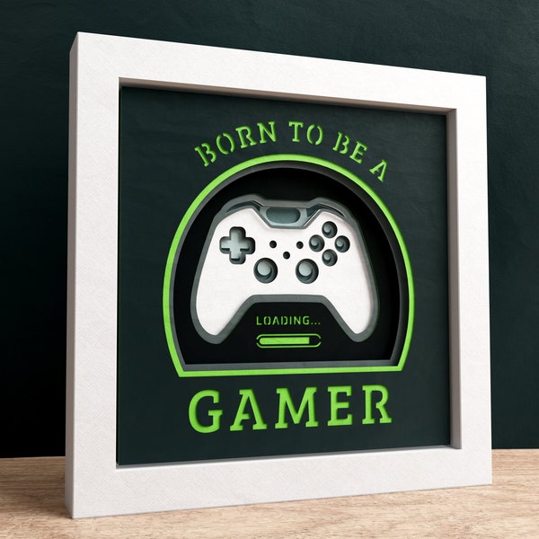 3D Gamer Shadow Box, Born to be a Gamer, Controller 3D SVG, Kids Room, Fathers Day Shadow Box, Files For Cricut with Instructions