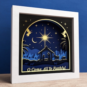 3D crèche crèche, Noël Shadow Box SVG, papier découpé en couches Noël, bébé Jésus, fichiers pour Cricut avec instructions faciles