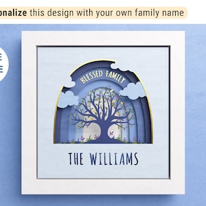 3D Family Tree Shadow Box with Custom Names, Layered Paper Art, Fathers Day SVG, Housewarming Gift, Files For Cricut, Easy Instructions