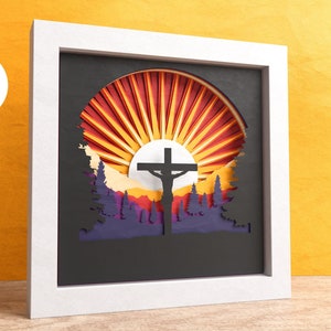 3D Jésus Crucifix Shadow Box, Svg religieux, Crucifixion de Jésus, fichiers pour Cricut et Silhouette avec instructions faciles