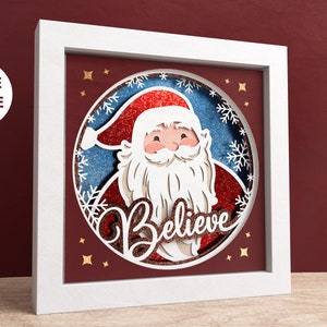 3D Santa Shadow Box, Christmas Shadow Box SVG, Christmas Layered Papercut, Father Christmas, Files For Cricut with Easy Instructions
