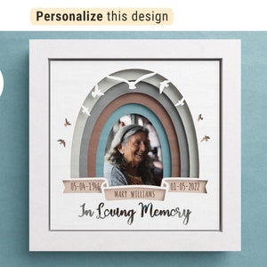 Caixa de sombra memorial 3D com foto personalizada, em memória amorosa, presente memorial, arte em papel em camadas, arquivos para cricut, instruções fáceis