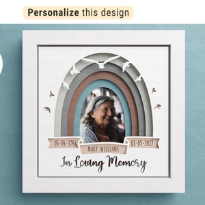 3D Memorial Shadow Box with Custom Photo, In Loving memory,  Memorial Gift, Layered Paper Art, Files For Cricut, Easy Instructions