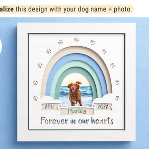 3D Custom Pet Memorial Shadow Box, Personalized Dog, Customizable Pet Memorial Rainbow Shadow Box, Files For Cricut Easy Instructions
