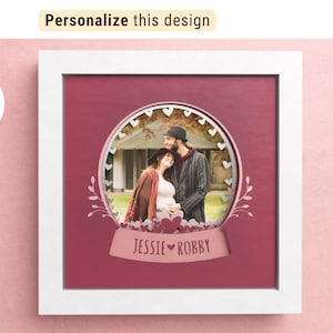 3D Snowglobe Shadow Box ze spersonalizowanym zdjęciem, Walentynki, Rocznica, Zaręczyny, Sztuka papieru warstwowego, Pliki do Cricut i Silhouette