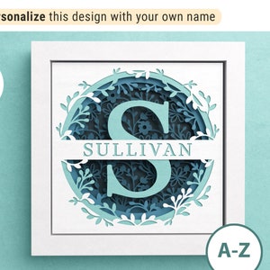 3D Monogramm A-Z Schatten Box, Name, Alphabet Familienname SVG, Familie Zeichen, Housewarming Geschenk, Dateien für Cricut Einfache Anleitung