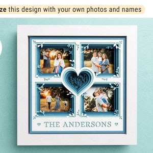 3D Family Gallery Shadow Box, Custom Name, Multi Photo Frame, Family Sign, Housewarming Gift, Shadow Box Files For Cricut Easy Instructions