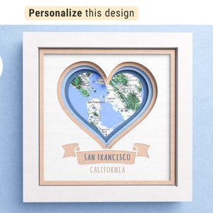 3D Custom Map Shadow Box, City Map 3D SVG, Personalized Map, Layered Paper Art, Housewarming Gift, Files For Cricut with Easy Instructions