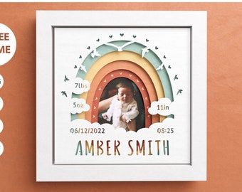 3D Customizable Baby Stats Shadow Box, Baby Birth Shadow Box, Custom Name SVG, Files For Cricut and Silhouette with Easy Instructions