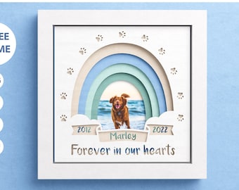 Caja de sombras conmemorativa para mascotas personalizada en 3D, perro personalizado, caja de sombras arcoíris conmemorativa para mascotas personalizable, archivos para Cricut, instrucciones sencillas