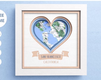 3D Custom Map Shadow Box, City Map 3D SVG, Personalized Map, Layered Paper Art, Housewarming Gift, Files For Cricut with Easy Instructions
