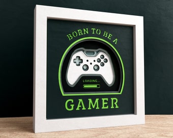 3D Gamer Shadow Box, Born to be a Gamer, Controller 3D SVG, Kids Room, Fathers Day Shadow Box, Files For Cricut with Instructions