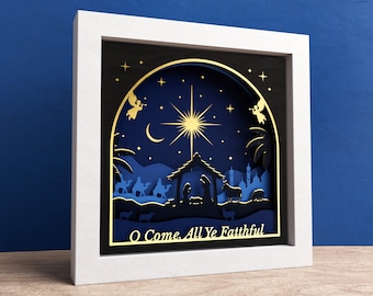 3D Nativity Scene Shadow Box, Christmas Shadow Box SVG, Christmas Layered Papercut, Baby Jesus, Files For Cricut with Easy Instructions