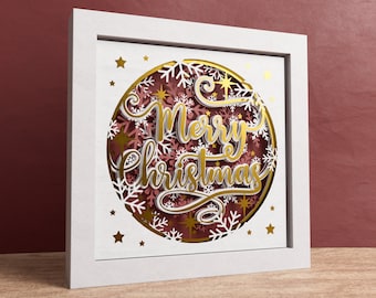 3D Merry Christmas Shadow Box, Christmas 3D Svg, Files For Cricut and Silhouette with Easy Instructions