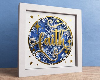 3D Faith Shadow Box, Cut File Christmas Svg, Files For Cricut and Silhouette with Easy Instructions