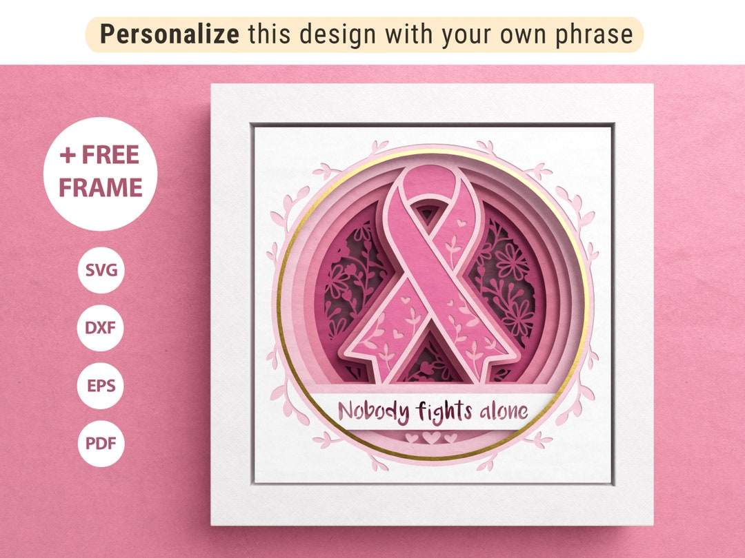 3D Cancer Awareness Ribbon Shadow Box, Cancer Ribbon SVG, Layered Paper ...
