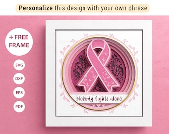 3D Cancer Awareness Ribbon Shadow Box, Cancer Ribbon SVG, Layered Paper Art, Files For Cricut and Silhouette with Easy Instructions