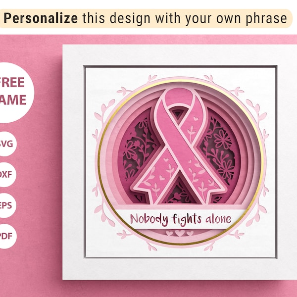 3D Cancer Awareness Ribbon Shadow Box, Cancer Ribbon SVG, Layered Paper Art, Files For Cricut and Silhouette with Easy Instructions