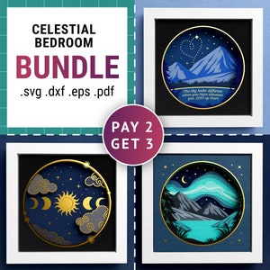 3D Moon Bedroom Shadow Box Bundle, Butterfly Shadow Box SVG, Nature Layered Papercut, Animals, Files For Cricut with Easy Instructions