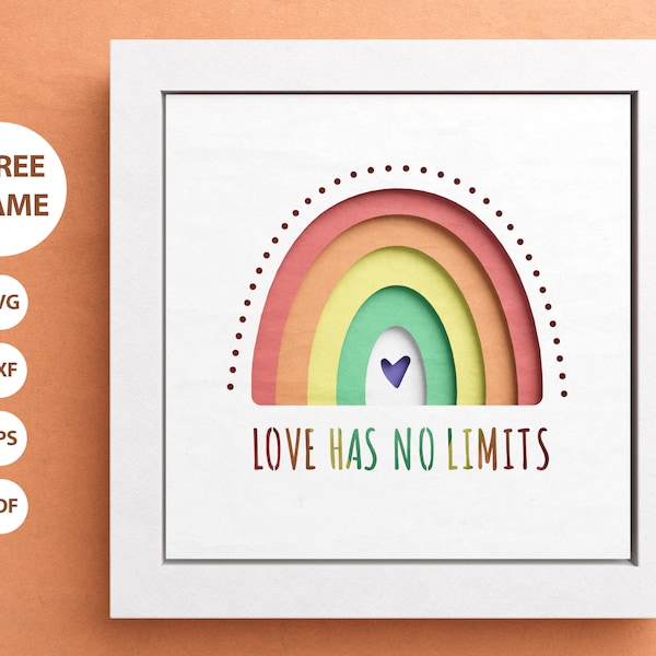 3D Love Has No Limits Shadow Box, Love Shadow Box, Boho Rainbow Svg, Files For Cricut and Silhouette with Easy Instructions