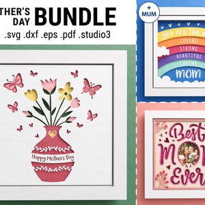 3D Muttertagsschatten Box Bundle, Best Mom Ever, Custom Foto, Rainbow Shadow Box, Layered Paper Art, Für Cricut mit einfachen Anweisungen