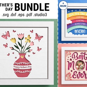 3D Mothers Day Shadow Box Bundle, Best Mom Ever, Custom Photo, Rainbow Shadow Box, Layered Paper Art, For Cricut with Easy Instructions