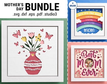 Paquete de caja de sombras del Día de las Madres 3D, la mejor mamá de la historia, foto personalizada, caja de sombras del arco iris, arte de papel en capas, para cricut con instrucciones fáciles