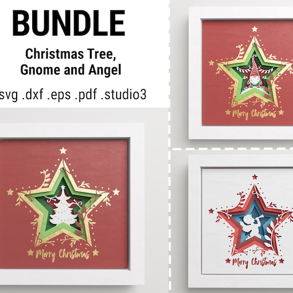 3D Shadow Box Bundle, Christmas Star Svg Set, Gnome 3D Svg, Christmas Tree Svg, Angel Svg, Files For Cricut and Silhouette,Easy Instructions 3D Shadow Box Bundle, Christmas Star Svg Set, Gnome 3D Svg, Christmas Tree Svg, Angel Svg, Files For Cricut and Silhouette,Easy Instructions