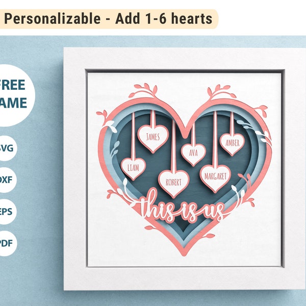 3D This is us Family Heart Shadow Box with Custom Names, Family Tree Shadow Box, Mothers day, Wedding Gift, House Blessing Sign, For Cricut 3D This is us Family Heart Shadow Box with Custom Names, Family Tree Shadow Box, Mothers day, Wedding Gift, House Blessing Sign, For Cricut