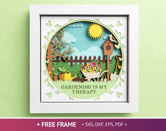 3D Gardening Shadow Box, Home Shadow Box, Customizable Plant Design, Floral Layered Paper Art, Files For Cricut with Easy Instructions