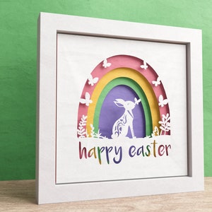 3D Easter Bunny Shadow Box, Happy Easter SVG, Layered Paper Art, Religious Shadow Box, Files For Cricut and Silhouette, Easy Instructions image 3