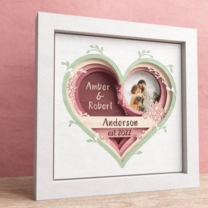 3D Customizable Wedding Shadow Box, Custom Name Shadow Box, Layered Paper Art, Heart 3D SVG, Files For Cricut with Easy Instructions image 3