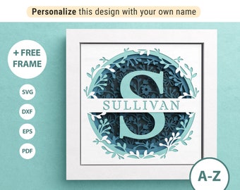 3D Split Monogram A-Z Shadow Box, Custom Name, Alphabet Family Name SVG, Family Sign, Housewarming Gift, Files For Cricut Easy Instructions