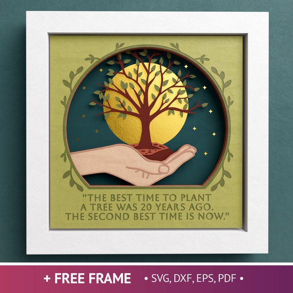 3D Plant a Tree Shadow Box, The best time to plant a tree was 20 years ago. The second best time is now, Files For Cricut Easy Instructions