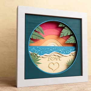 3D Beach Love Shadow Box Valentines Day Shadow Box 3D Heart - Etsy