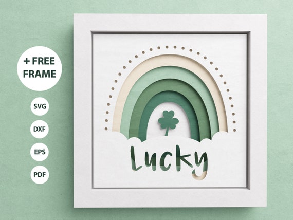 3D Lucky Shadow Box, Saint Patrick's Day Svg, Shamrock, Boho Rainbow SVG, Files For Cricut and Silhouette with Easy Instructions