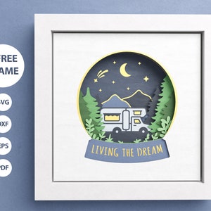 3D Camper Shadow Box, Adventure Shadow Box, Layered Paper Art, For Cricut and Silhouette with Easy Instructions