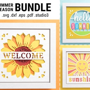 3D Zomerseizoen Shadow Box Bundel, Welkom Zonnebloem, 3D Zonnebloem, Home Decor, Gelaagde Papier Kunst, Bestanden voor Cricut met eenvoudige instructies