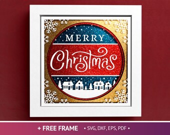 3D-Weihnachts-Schattenbox, Weihnachts-Schattenbox SVG, Weihnachten, Papierschnitt, Weihnachtsmann, Dateien für Cricut Einfache Anleitung