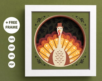 3D Thanksgiving Turkey Shadow Box, Floral Svg, 3D Mandala, Christmas Shadow Box, Files For Cricut and Silhouette with Easy Instructions