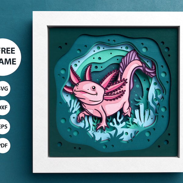 3D Axolotl Shadow Box, Animal Shadow Box SVG, Layered Papercut, Animals SVG, Files For Cricut and Silhouette with Easy Instructions 3D Axolotl Shadow Box, Animal Shadow Box SVG, Layered Papercut, Animals SVG, Files For Cricut and Silhouette with Easy Instructions