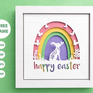 3D Osterhase Schattenbox, Happy Easter SVG, Layered Paper Art, Religiöse Schattenbox, Dateien für Cricut und Silhouette, einfache Anleitung