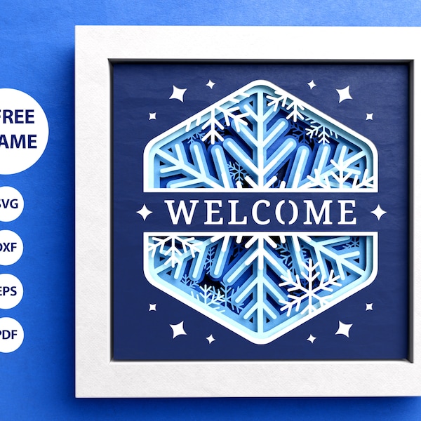 3D Snowflake Welcome Shadow Box, Floral Svg, 3D Mandala, Welcome Sign, 3D Mandala Files For Cricut and Silhouette with Easy Instructions