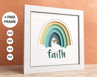 3D Faith Shadow Box, Boho Rainbow Svg, Layered Paper Art, Files For Cricut and Silhouette with Easy Instructions