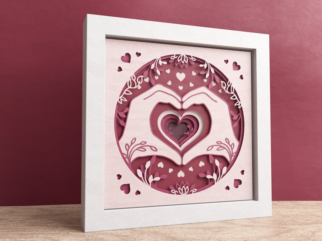 3D Heart Shadow Box, Valentines Day Shadow Box, Layered Paper Art ...