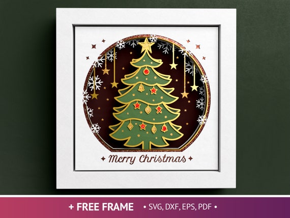 3D Christmas Tree Shadow Box, Merry Christmas Svg, Christmas Star Svg, Snowflakes, Files For Cricut and Silhouette with Easy Instructions