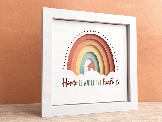 3D Home Shadow Box, Boho Rainbow Svg, Home Sweet Home Svg, Layered Paper Art, Files For Cricut and Silhouette with Easy Instructions