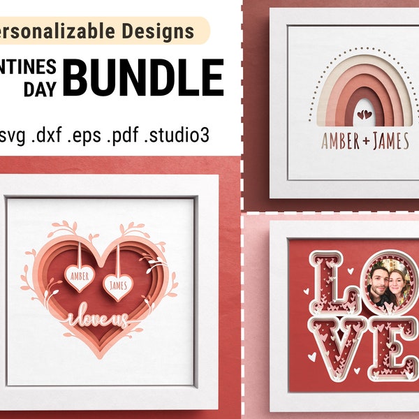 3D Valentines Day Shadow Box Bundle, 3D Heart, Boho Rainbow Custom Names, Love with Personalizable Photo, Files For Cricut and Silhouette 3D Valentines Day Shadow Box Bundle, 3D Heart, Boho Rainbow Custom Names, Love with Personalizable Photo, Files For Cricut and Silhouette