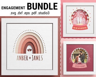 3D Engagement Shadow Box, Wedding Shadow Box, Layered Paper Art, Gifts For Couple, Files For Cricut and Silhouette with Easy Instructions
